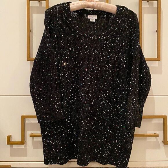 Jaclyn Smith Black Sweater Colored Sequins Large - Picture 3 of 8